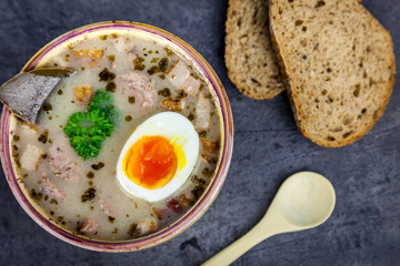 Żurek - polish easter soup with eggs and white sausage