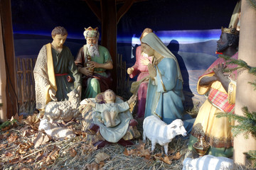 Fototapeta na wymiar christmas crib in a church in Vienna
