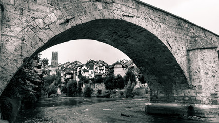 Fribourg under a bridge