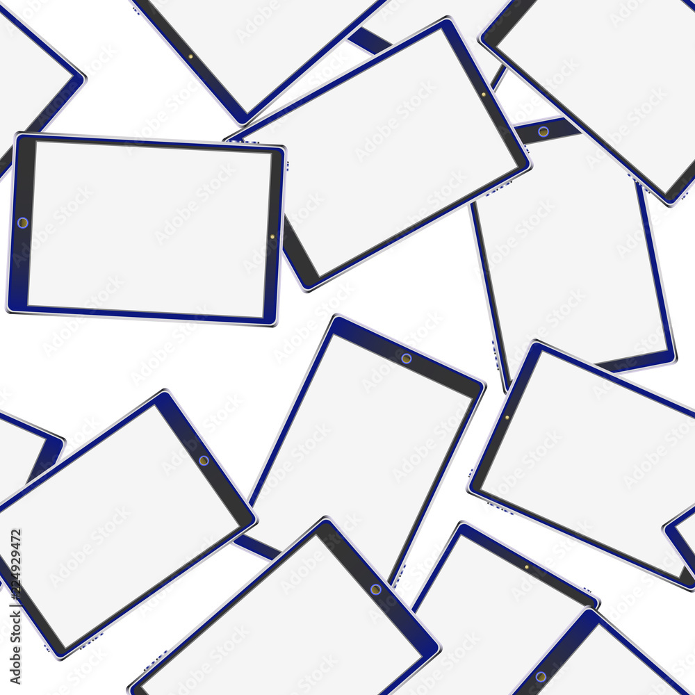 Poster texture, seamless pattern of smart modern smart touchscreen tablet computers with digital volumetric