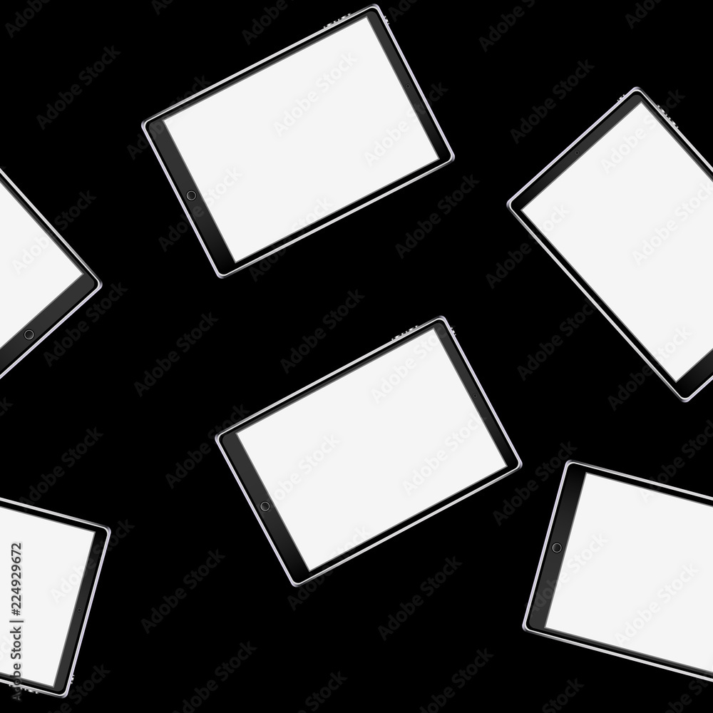 Poster texture, seamless pattern of smart modern smart touchscreen tablet computers with digital volumetric