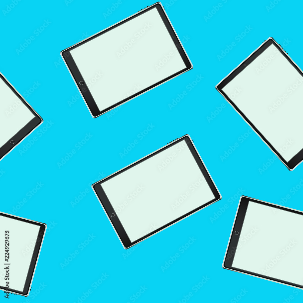 Poster texture, seamless pattern of smart modern smart touchscreen tablet computers with digital volumetric