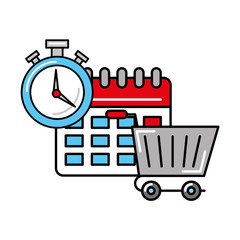 cart calendar clock time online shopping logistic