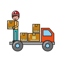 worker with packages online shopping logistic