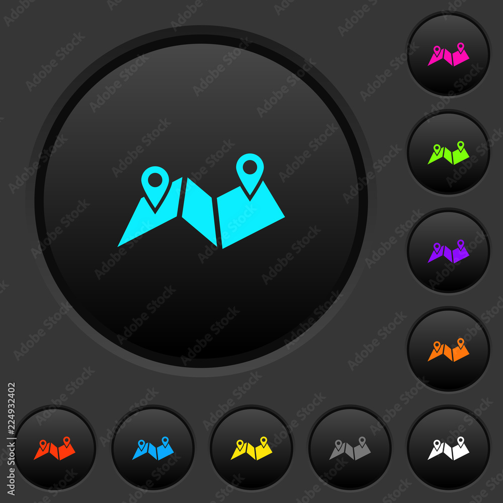 Poster route plan dark push buttons with color icons