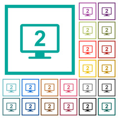 Secondary display flat color icons with quadrant frames