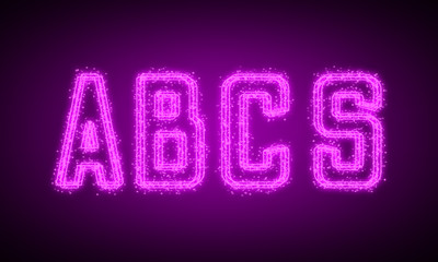 ABCS - pink glowing text at night on black background