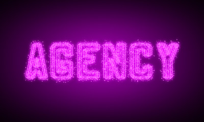 Obraz premium AGENCY - pink glowing text at night on black background