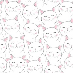 Cute Cats Pet Seamless Icons, Pattern And Background