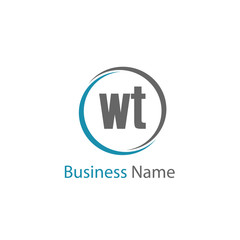 Initial Letter WT Logo Template Design