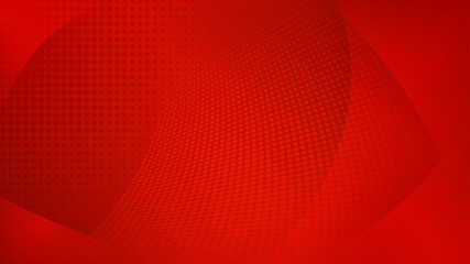 Abstract background of curved surfaces and halftone dots in red colors