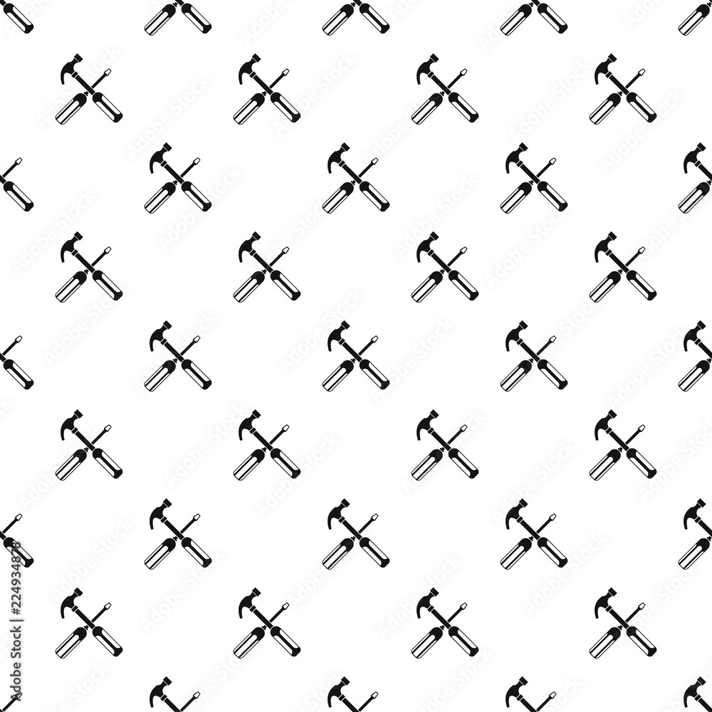 Poster hammer and screwdriver pattern. simple illustration of hammer and screwdriver vector pattern for web