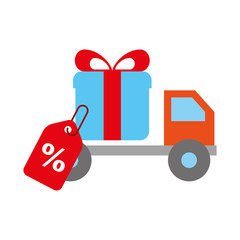 online shopping logistic truck delivery gift tag