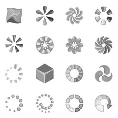 Download status icons set in monochrome style isolated on white background
