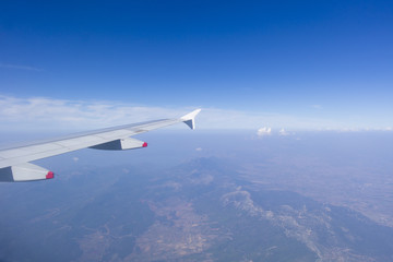 Obraz premium Ariel view from an airplane flying, wonderful landscape underneath