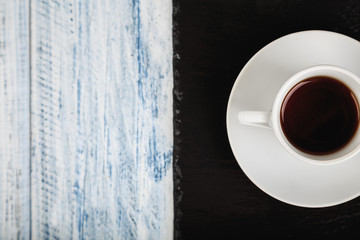 cup of coffe on wooden table