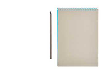 paper and notebook on whitebackground