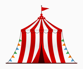Circus tent. Circus arena with a dome in cartoon style. Vector illustration.