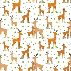 Stickers pour porte Petit cerf modèle sans couture de vecteur avec animal de dessin animé mignon et simple
