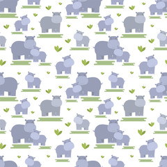 vector seamless pattern with cute and simple cartoon animal