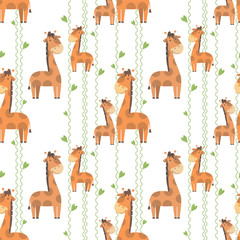 vector seamless pattern with cute and simple cartoon animal