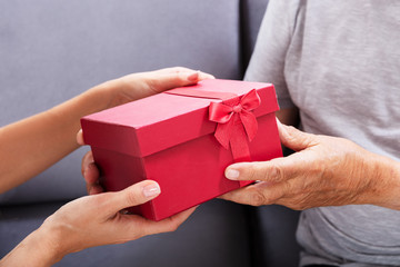 Father And Daughter Holding Gift