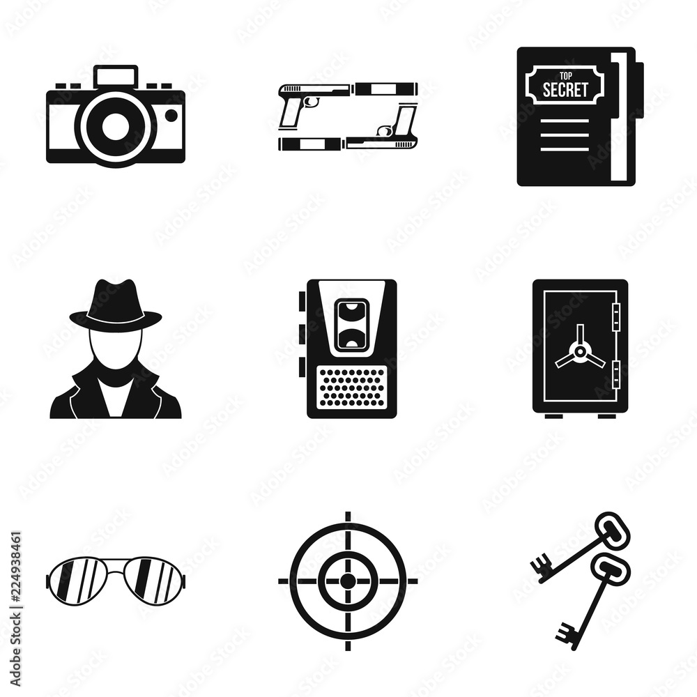 Poster scout icons set. simple illustration of 9 scout vector icons for web