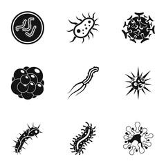 Viruses icons set. Simple illustration of 9 viruses vector icons for web
