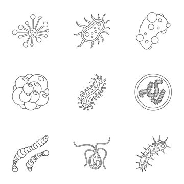 Illness icons set. Outline illustration of 9 illness vector icons for web