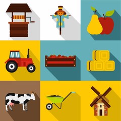 Ranch icons set. Flat illustration of 9 ranch vector icons for web