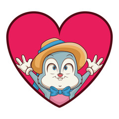 Rabbit with hat and bow
