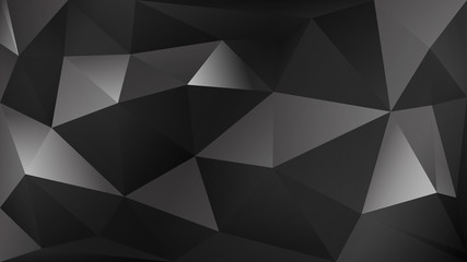 Abstract polygonal background of many triangles in black and gray colors