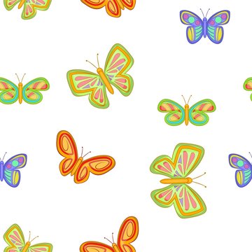 Insects butterflies pattern. Cartoon illustration of insects butterflies vector pattern for web