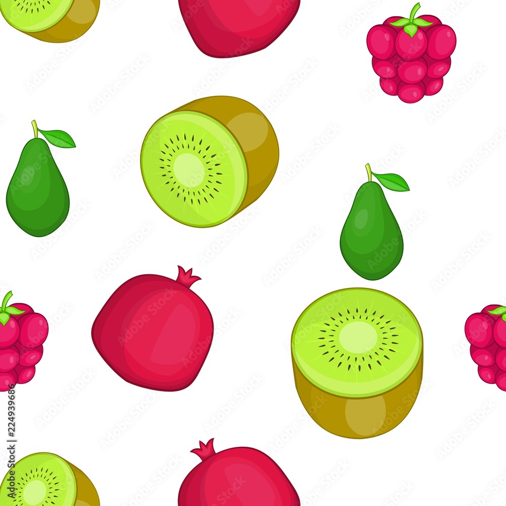 Poster types of fruit pattern. cartoon illustration of types of fruit vector pattern for web