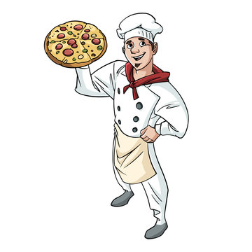 Pizzero mostrando una Pizza