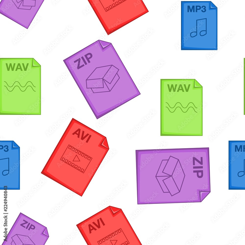 Poster kind of files pattern. cartoon illustration of kind of files vector pattern for web