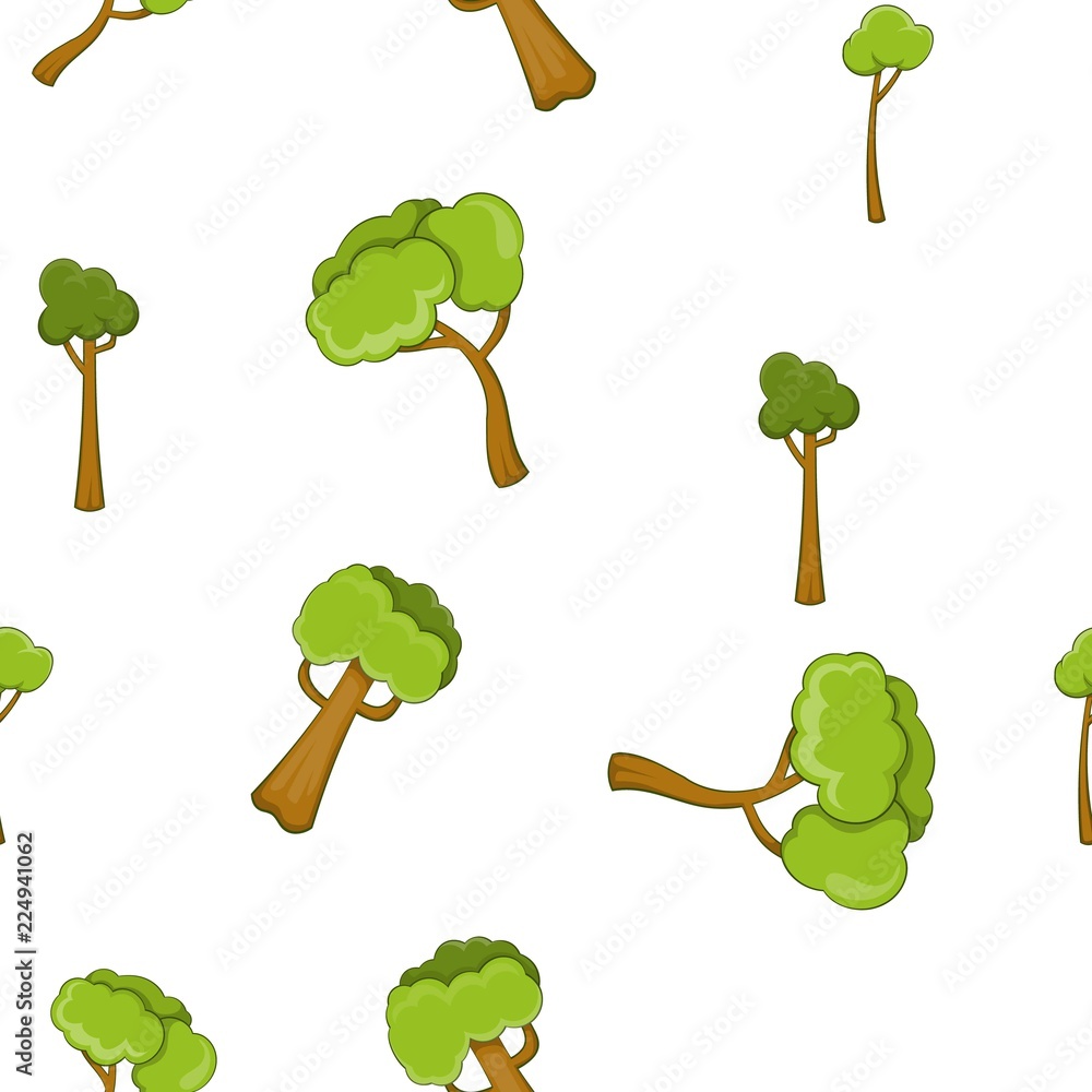 Poster types of trees pattern. cartoon illustration of types of trees vector pattern for web