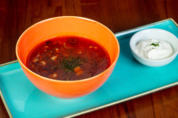 Soup Solyanka with cream