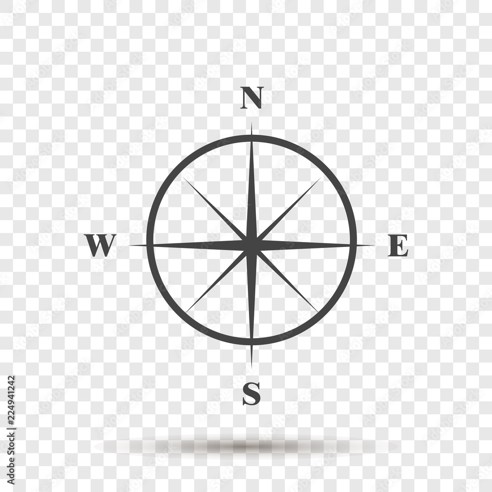 Poster vector icon compass with indication sides of the world. illustration compass symbol for determining 