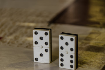 close-up of domino tokens