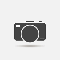 Vector illustration of a digital camera. Retro camera icon.  Layers grouped for easy editing illustration. For your design.
