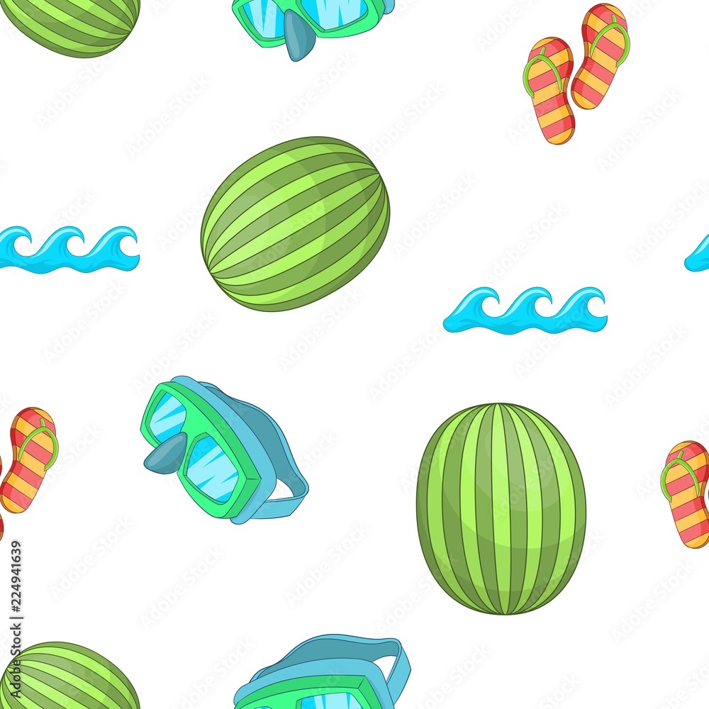 Wall mural Beach pattern. Cartoon illustration of beach vector pattern for web - Wall murals