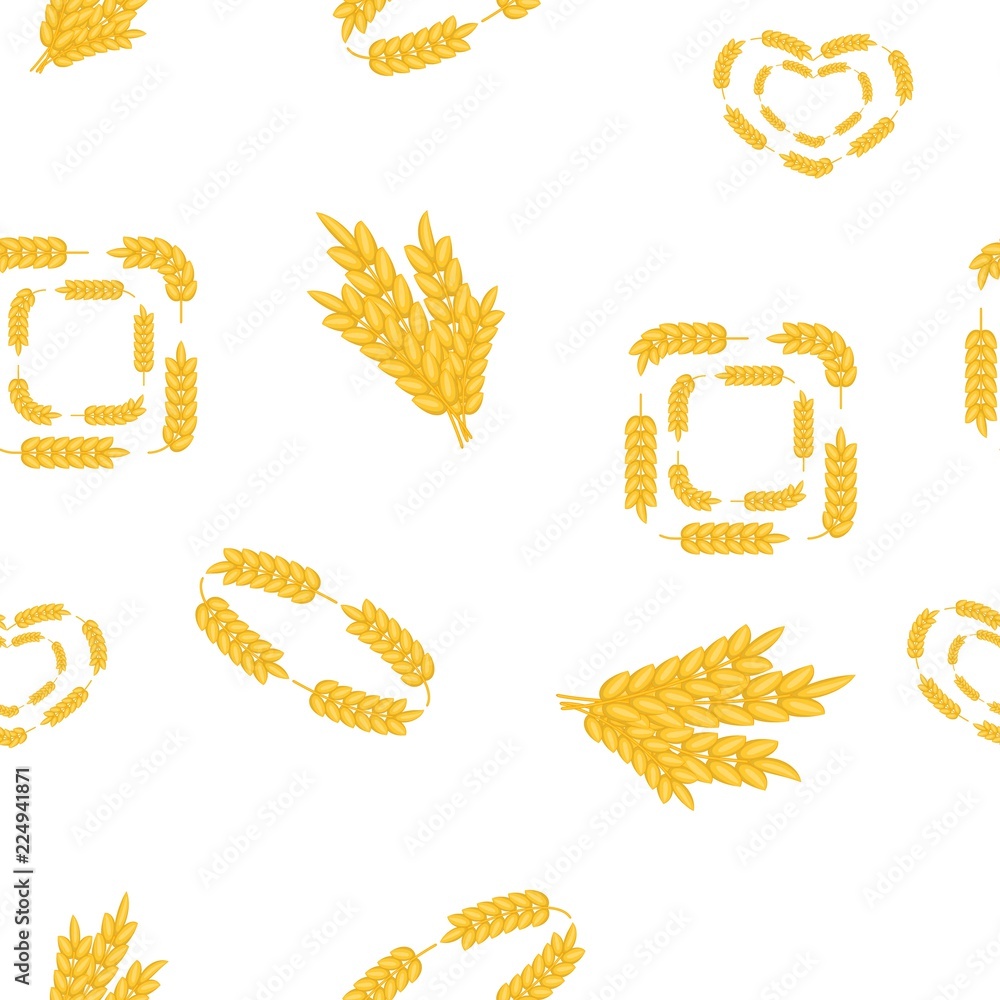 Poster wheat pattern. cartoon illustration of wheat vector pattern for web