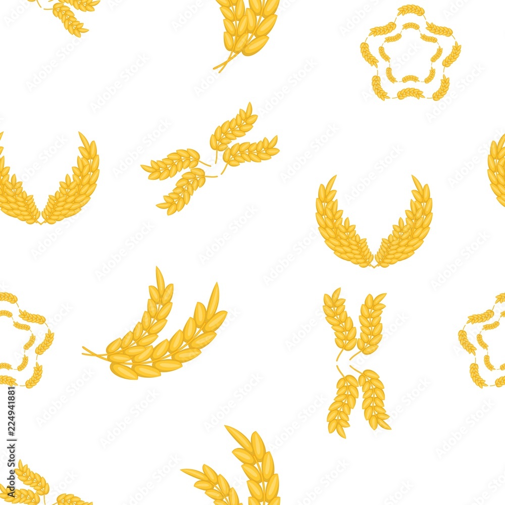 Poster grain of wheat pattern. cartoon illustration of grain of wheat vector pattern for web