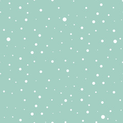 White snow falling blue background seamless pattern vector.