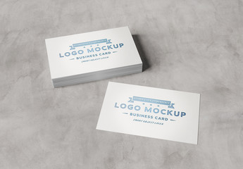 Stack of Business Cards on Concrete Mockup 