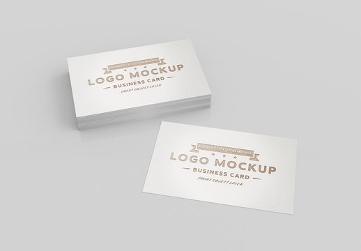 Stack of Business Cards on White Mockup 