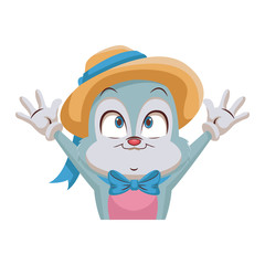 Rabbit with hat and bow