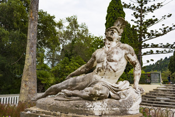 Fototapeta na wymiar Sculpture of the dying achilles in achilleion palace corfu