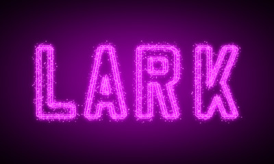 LARK - pink glowing text at night on black background